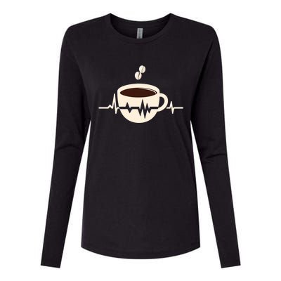 Funny Heartbeat Coffee Coffee Cup Frequency Womens Cotton Relaxed Long Sleeve T-Shirt