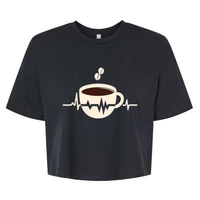 Funny Heartbeat Coffee Coffee Cup Frequency Bella+Canvas Jersey Crop Tee