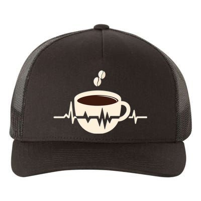 Funny Heartbeat Coffee Coffee Cup Frequency Yupoong Adult 5-Panel Trucker Hat