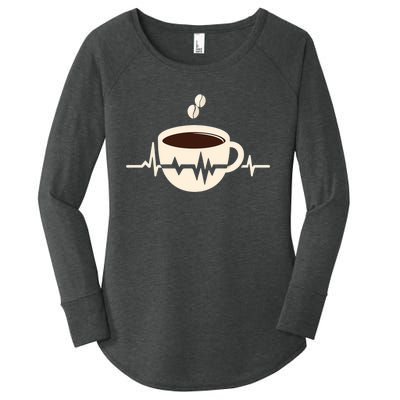 Funny Heartbeat Coffee Coffee Cup Frequency Women's Perfect Tri Tunic Long Sleeve Shirt