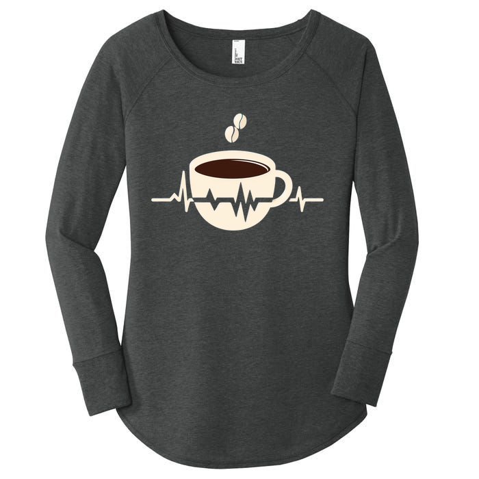 Funny Heartbeat Coffee Coffee Cup Frequency Women's Perfect Tri Tunic Long Sleeve Shirt