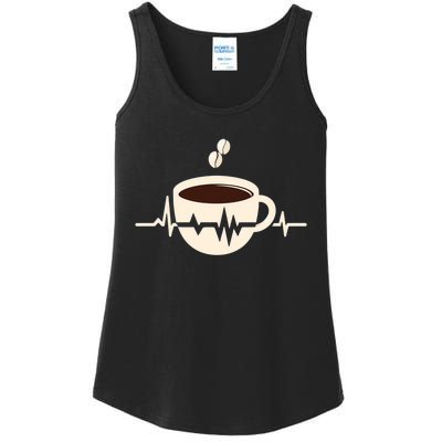 Funny Heartbeat Coffee Coffee Cup Frequency Ladies Essential Tank