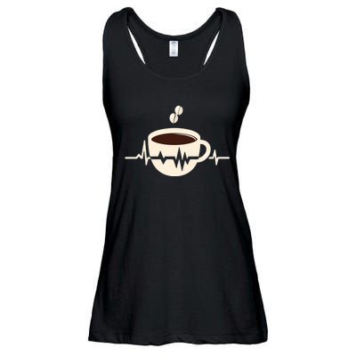 Funny Heartbeat Coffee Coffee Cup Frequency Ladies Essential Flowy Tank