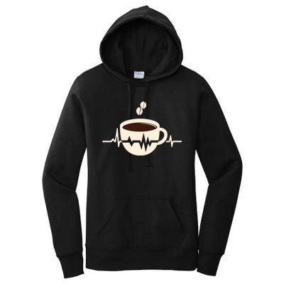 Funny Heartbeat Coffee Coffee Cup Frequency Women's Pullover Hoodie