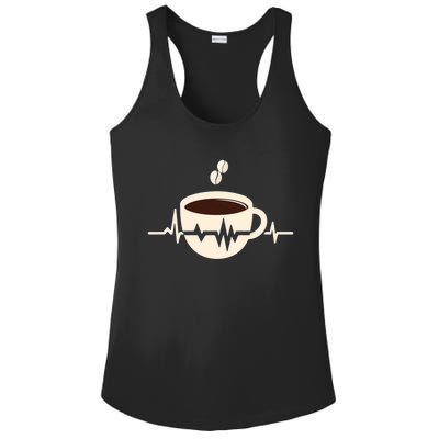 Funny Heartbeat Coffee Coffee Cup Frequency Ladies PosiCharge Competitor Racerback Tank