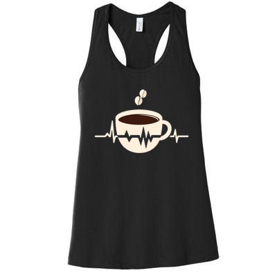 Funny Heartbeat Coffee Coffee Cup Frequency Women's Racerback Tank