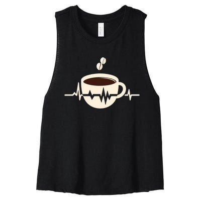 Funny Heartbeat Coffee Coffee Cup Frequency Women's Racerback Cropped Tank