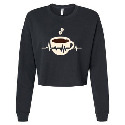 Funny Heartbeat Coffee Coffee Cup Frequency Cropped Pullover Crew