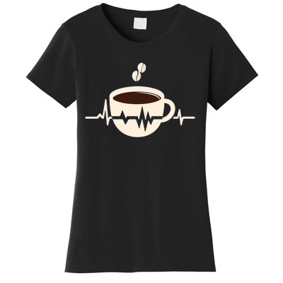 Funny Heartbeat Coffee Coffee Cup Frequency Women's T-Shirt