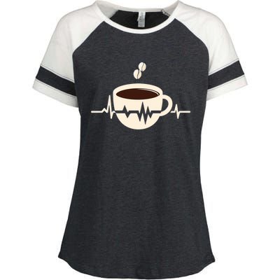 Funny Heartbeat Coffee Coffee Cup Frequency Enza Ladies Jersey Colorblock Tee