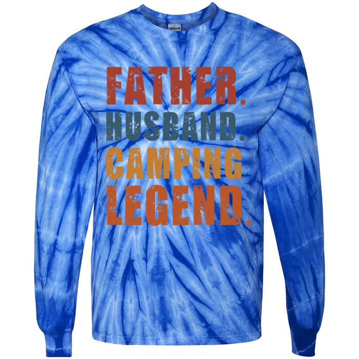 Father Husband Camping Legend Vintage Camper Fathers Day Gift Tie-Dye Long Sleeve Shirt