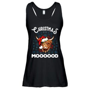 Festive Highland Cow Santa Hat for Cow Lovers Ladies Essential Flowy Tank