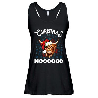 Festive Highland Cow Santa Hat for Cow Lovers Ladies Essential Flowy Tank