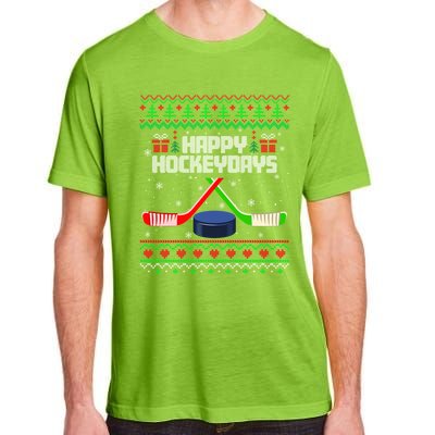 Funny Hockey Christmas Ugly Sweater Hockey Xmas Tree Lights Gift Adult ChromaSoft Performance T-Shirt