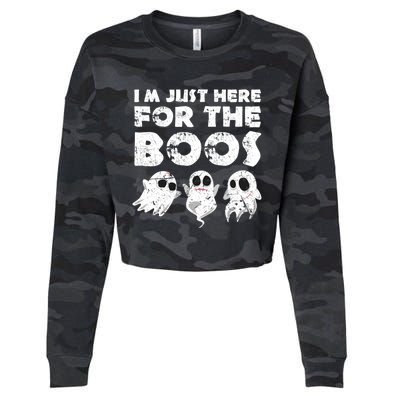 Funny Halloween Cute Gift Im Just Here For The Boos Great Gift Cropped Pullover Crew