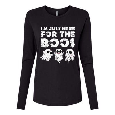 Funny Halloween Cute Gift Im Just Here For The Boos Great Gift Womens Cotton Relaxed Long Sleeve T-Shirt