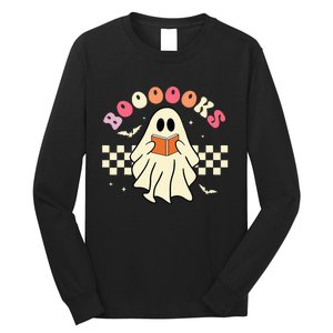 Funny Halloween Cute Ghost Book Reading School Teacher Retro Long Sleeve Shirt