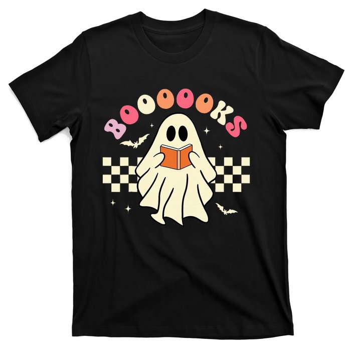 Funny Halloween Cute Ghost Book Reading School Teacher Retro T-Shirt