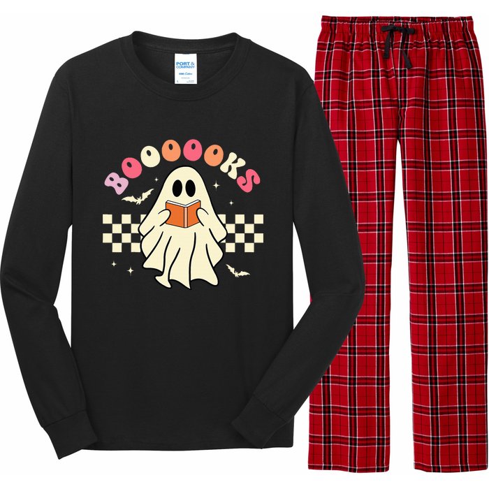 Funny Halloween Cute Ghost Book Reading School Teacher Retro Long Sleeve Pajama Set