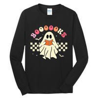 Funny Halloween Cute Ghost Book Reading School Teacher Retro Tall Long Sleeve T-Shirt