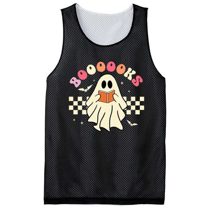 Funny Halloween Cute Ghost Book Reading School Teacher Retro Mesh Reversible Basketball Jersey Tank