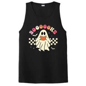 Funny Halloween Cute Ghost Book Reading School Teacher Retro PosiCharge Competitor Tank