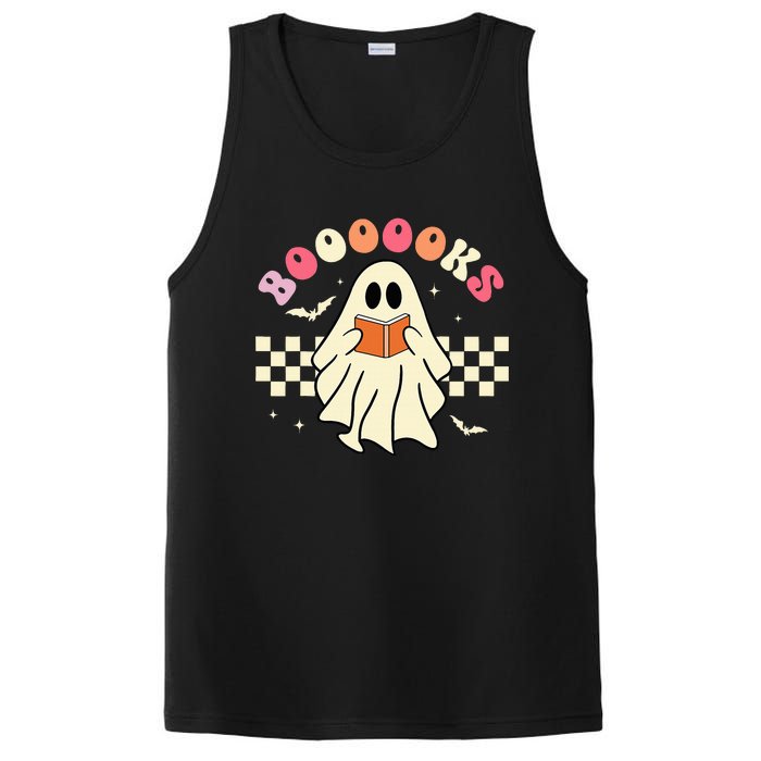 Funny Halloween Cute Ghost Book Reading School Teacher Retro PosiCharge Competitor Tank