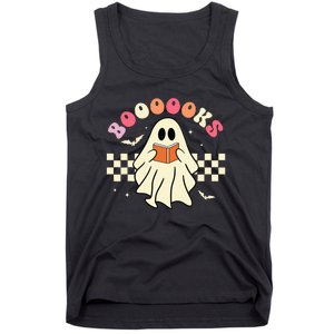 Funny Halloween Cute Ghost Book Reading School Teacher Retro Tank Top