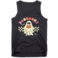 Funny Halloween Cute Ghost Book Reading School Teacher Retro Tank Top