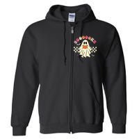 Funny Halloween Cute Ghost Book Reading School Teacher Retro Full Zip Hoodie