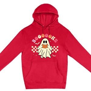 Funny Halloween Cute Ghost Book Reading School Teacher Retro Premium Pullover Hoodie