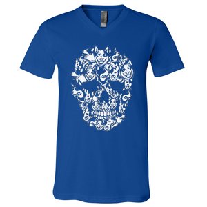 Fun Halloween Costume Skull Australian Cattle Dog Lover V-Neck T-Shirt