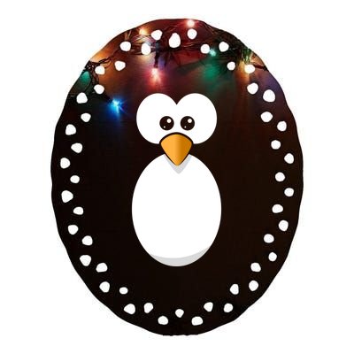 Funny Halloween Costume Black Penguin Funny Gift Ceramic Oval Ornament