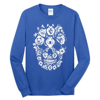 Funny Halloween Costume Skull Siberian Husky Dog Lover Tall Long Sleeve T-Shirt