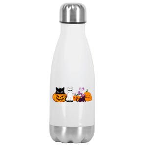 Funny Halloween Cat Ghost Halloween Sweater Cat Lover Stainless Steel Insulated Water Bottle