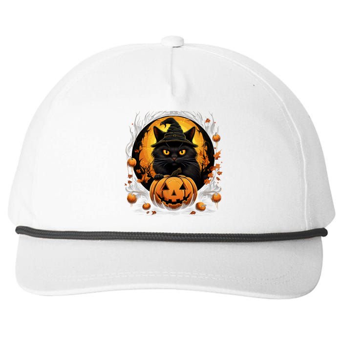 Funny Halloween Cat Costume Pumpkin Cat Black Cat Halloween Snapback Five-Panel Rope Hat