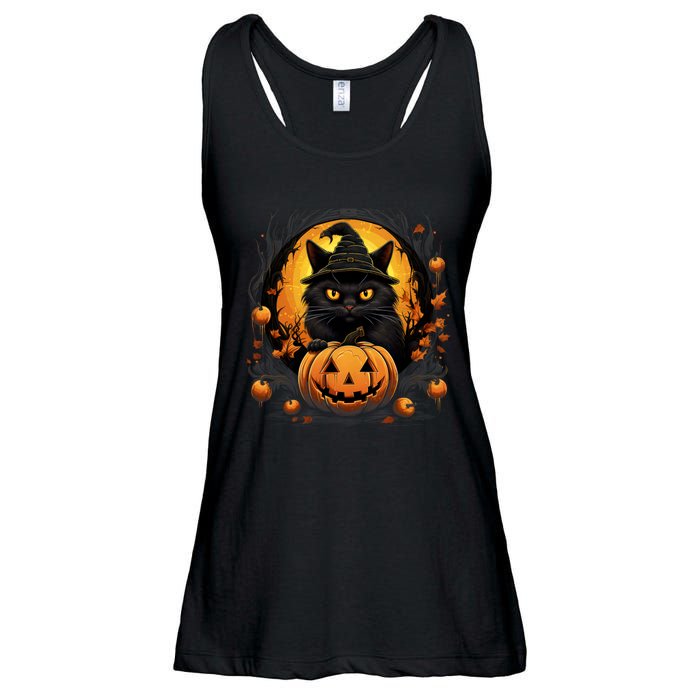 Funny Halloween Cat Costume Pumpkin Cat Black Cat Halloween Ladies Essential Flowy Tank