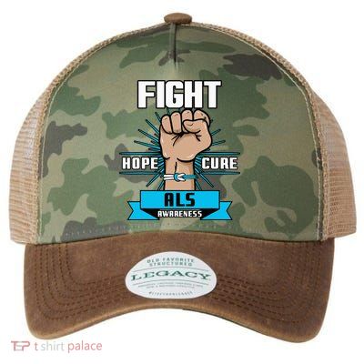 Fight Hope Cure ALS Awereness Motor Neurone Disease Blue Legacy Tie Dye Trucker Hat
