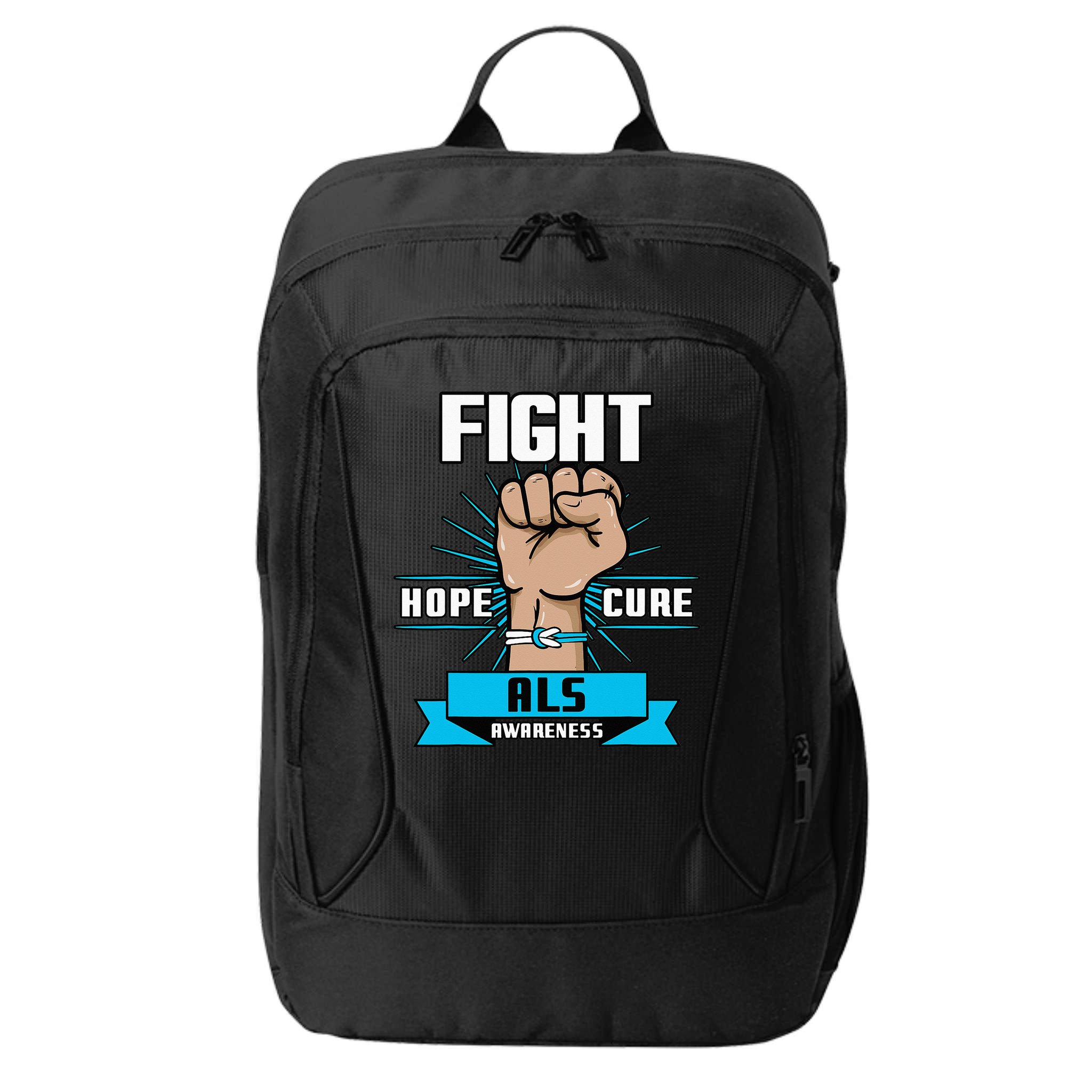 Fight Hope Cure ALS Awereness Motor Neurone Disease Blue City Backpack