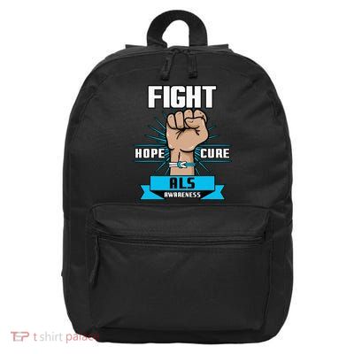 Fight Hope Cure ALS Awereness Motor Neurone Disease Blue 16 in Basic Backpack