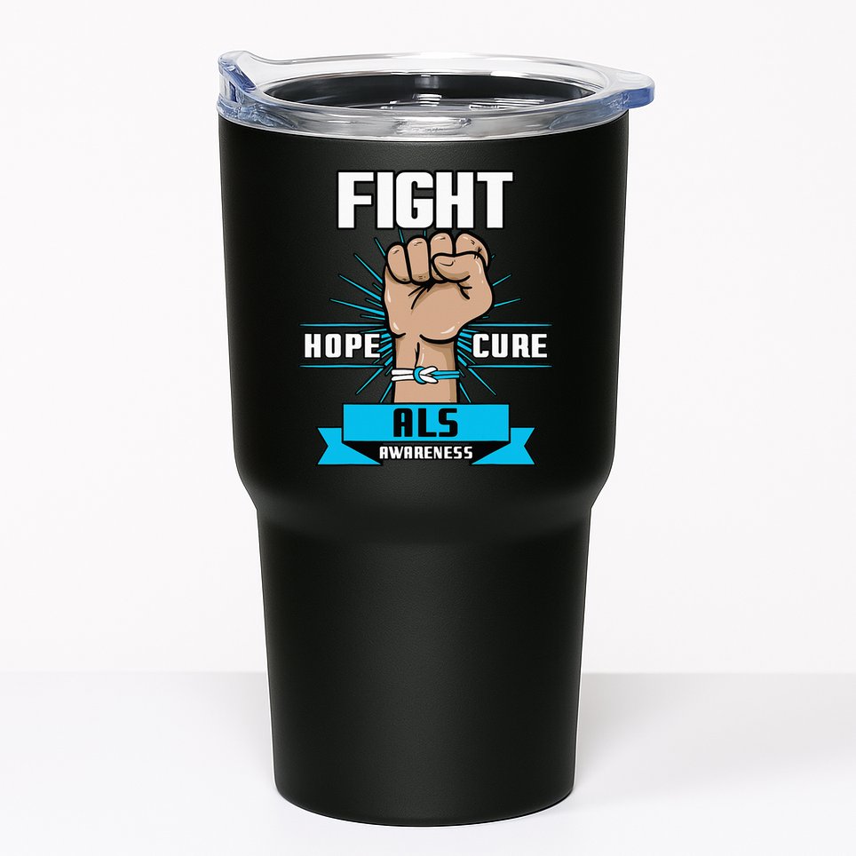 Fight Hope Cure ALS Awereness Motor Neurone Disease Blue Tumbler