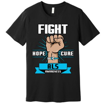 Fight Hope Cure ALS Awereness Motor Neurone Disease Blue Premium T-Shirt