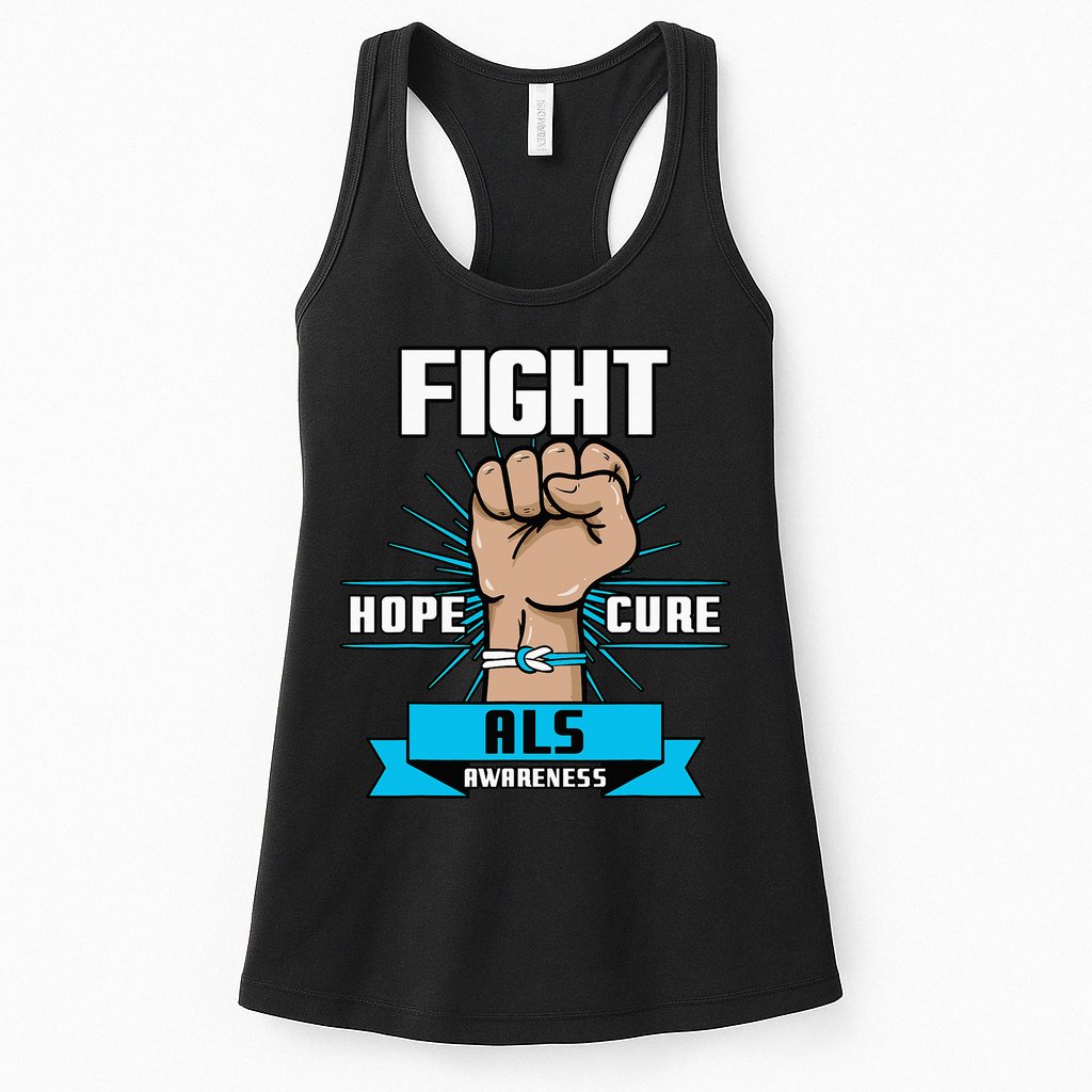 Fight Hope Cure ALS Awereness Motor Neurone Disease Blue Womens Tank Top