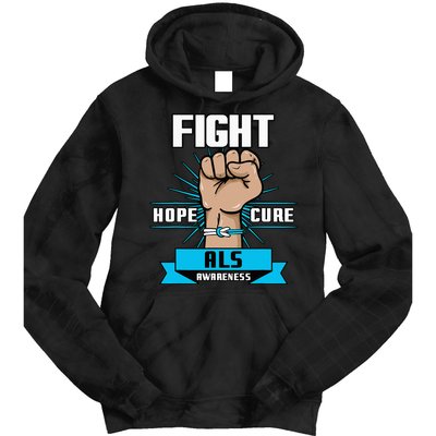 Fight Hope Cure ALS Awereness Motor Neurone Disease Blue Tie Dye Hoodie