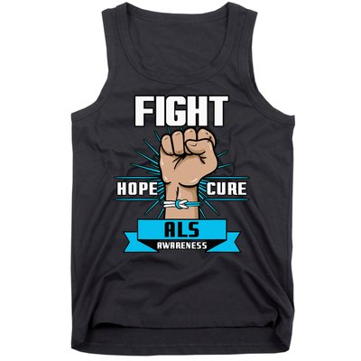 Fight Hope Cure ALS Awereness Motor Neurone Disease Blue Tank Top