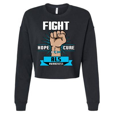 Fight Hope Cure ALS Awereness Motor Neurone Disease Blue Cropped Pullover Crew