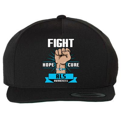 Fight Hope Cure ALS Awereness Motor Neurone Disease Blue Wool Snapback Cap