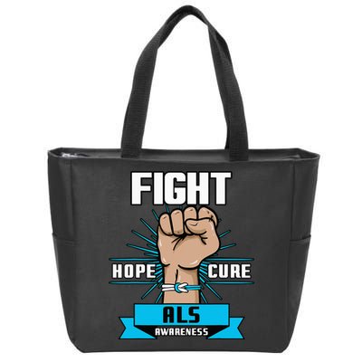 Fight Hope Cure ALS Awereness Motor Neurone Disease Blue Zip Tote Bag