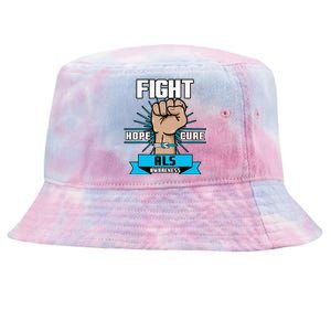 Fight Hope Cure ALS Awereness Motor Neurone Disease Blue Tie-Dyed Bucket Hat