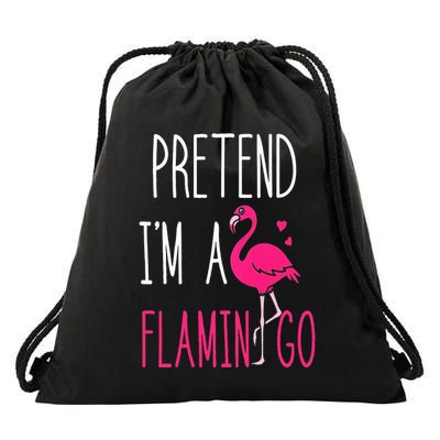 Flamingo Halloween Costume Pretend I'm a Flamingo Pink Drawstring Bag
